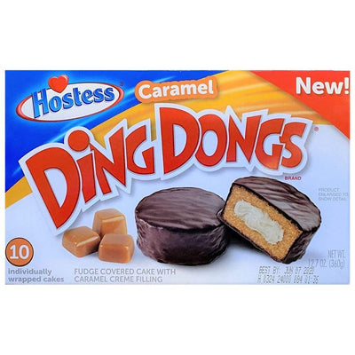 Hostess Ding Dong Caramel, brownies al cioccolato e crema al caramello nel formato da 10 pezzi