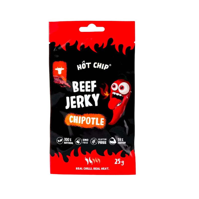 Confezione di carne secca Hot Chip Beef Jerky Chipotle da 25g