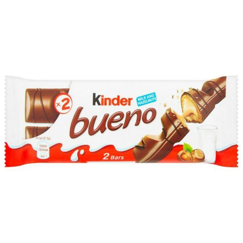 Kinder Bueno, wafer ricoperto al cioccolato ripieno di crema alla nocciola da 43g