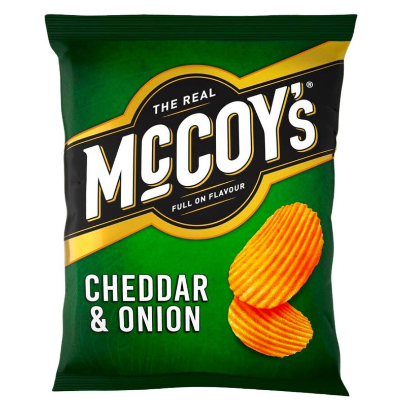 Confezione da 45g di patatine al cheddar e cipolla The Real Mccoy&