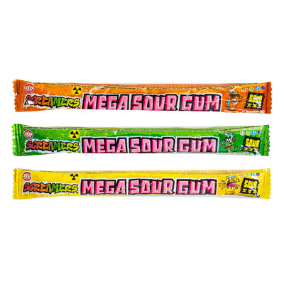 Confezione da 17g di gomma aspra Screamers Mega Sour Gum