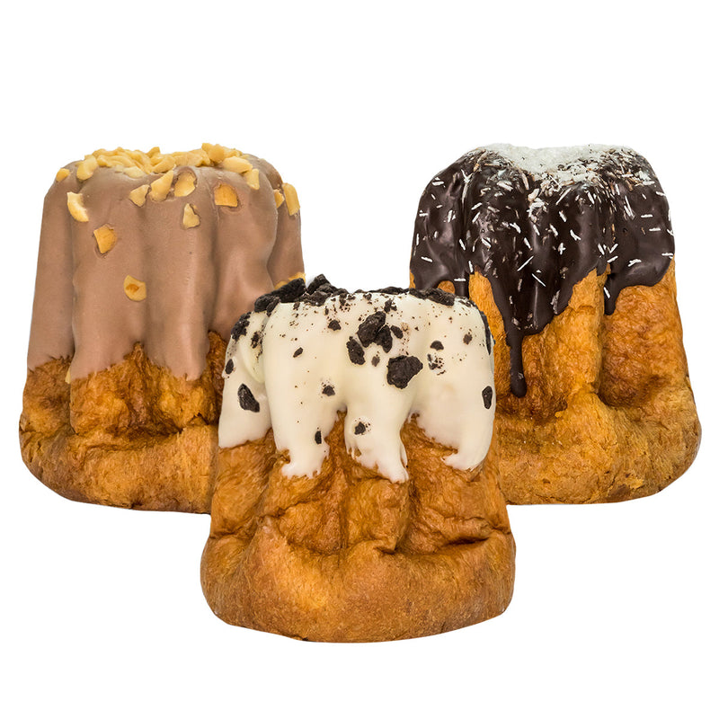 3 artisanal pandoro 200g Dark Choco &amp; Coconut + Salted Caramel &amp; Choco Peanuts + Cookies &amp; Cream 