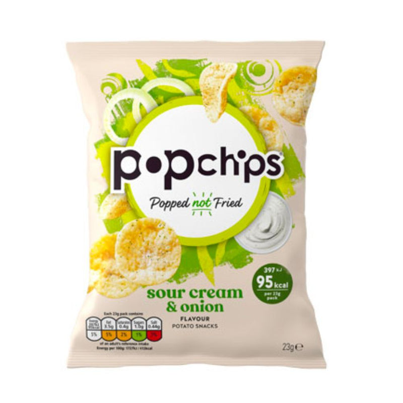 Confezione da 23g di patatine Pop Chips Sour cream and onion 