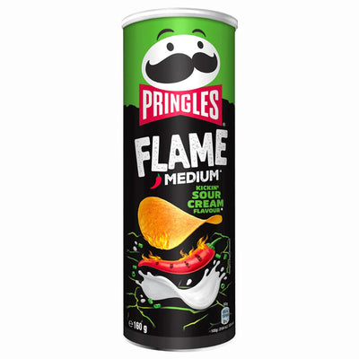 Confezione da 160g di patatine piccanti al gusto di panna acida Pringles Flame Kicking Sour Cream