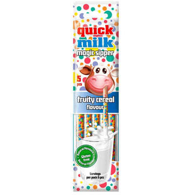 Confezione da 30g di cannuccia con caramelle al gusto di cereali alla frutta Quick Milk