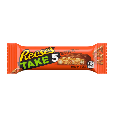 Reese's Take 5, barretta al cioccolato con pretzel, burro d'arachidi e arachidi croccanti da 42g