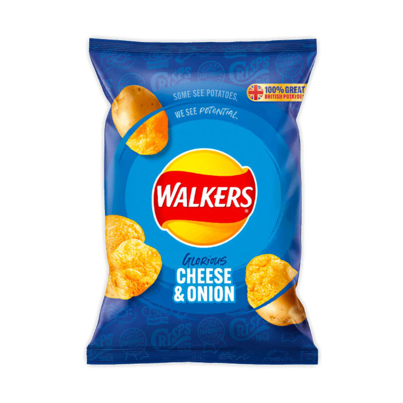 Walkers Cheese &amp; Onion, 32,5g patatas fritas sabor queso y cebolla CADUCIDAD 18/03/2023