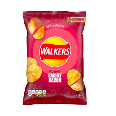 Confezione di patatine al bacon Walkers Smoky Bacon da 32g