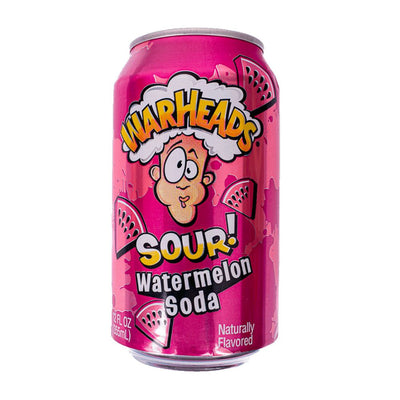 Confezione da 355ml di bevanda all'anguria Warheads Sour Watermelon Soda