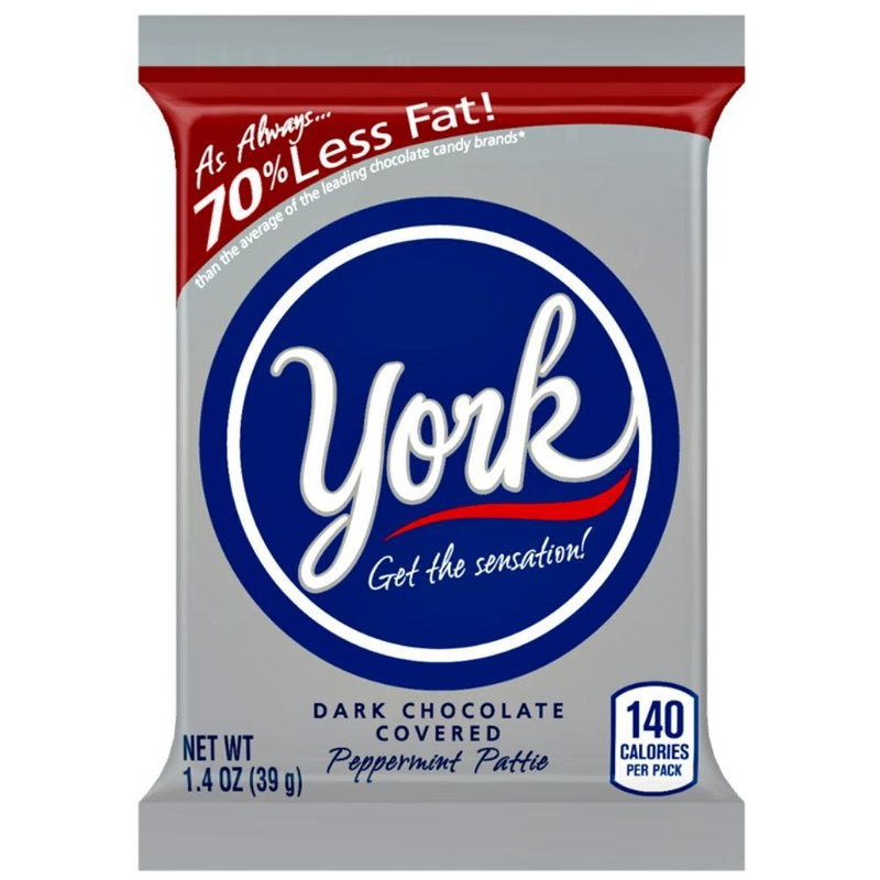 York Dark Chocolate Peppermint Patties, biscotto al cioccolato con crema alla menta da 39g